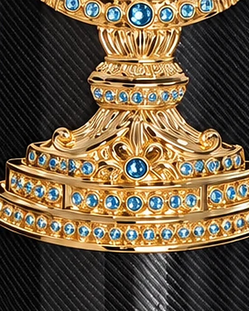 Close-up of the Swarovski-set menorah base